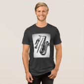 ミュージカル楽器トランペットフラワーサクソフォン トライブレンドＴシャツ (正面全面)