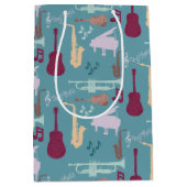 ミュージカル楽器パターン ミディアムペーパーバッグ (正面)