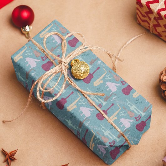 ミュージカル楽器パターン ラッピングペーパー