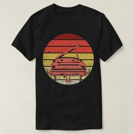 ミュージカル楽器ピアニストヴィンテージピアノ Tシャツ (デザイン正面)