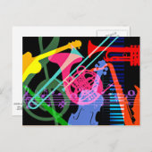 ミュージカル楽器ポップ・アートのアートデザイン ポストカード (正面/裏面)
