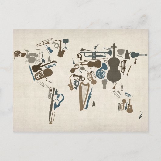 ミュージカル楽器マップ ポストカード (正面)