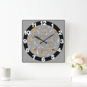 ミュージカル楽器ロック大時計 スクエア壁時計 (ホーム)