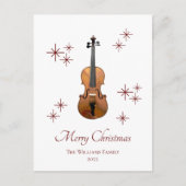 ミュージカル楽器ヴァイオリンかわいいクリスマス シーズンポストカード (正面)