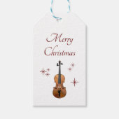 ミュージカル楽器ヴァイオリンクリスマススノーフレーク ギフトタグ (正面)