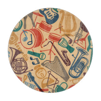 ミュージカル楽器ヴィンテージシームレスな背景 カッティングボード