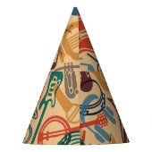 ミュージカル楽器ヴィンテージシームレスな背景 パーティーハット (裏面)