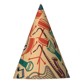 ミュージカル楽器ヴィンテージシームレスな背景 パーティーハット