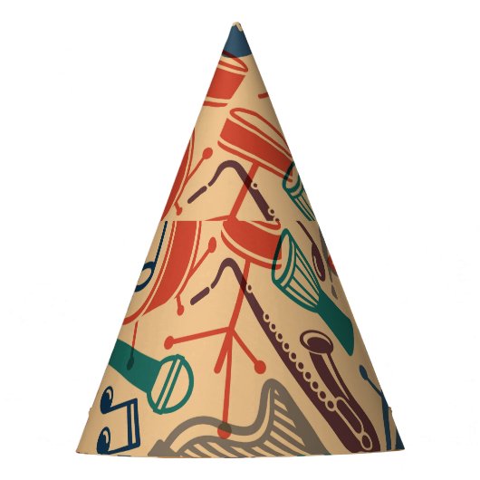 ミュージカル楽器ヴィンテージシームレスな背景 パーティーハット (正面)