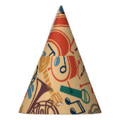 ミュージカル楽器ヴィンテージシームレスな背景 パーティーハット (左)