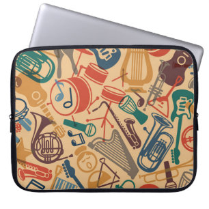 ミュージカル楽器ヴィンテージシームレスな背景 ラップトップスリーブ