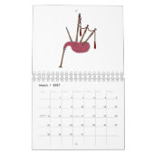 ミュージカル楽器漫画イラストレーション カレンダー (3月 2027)