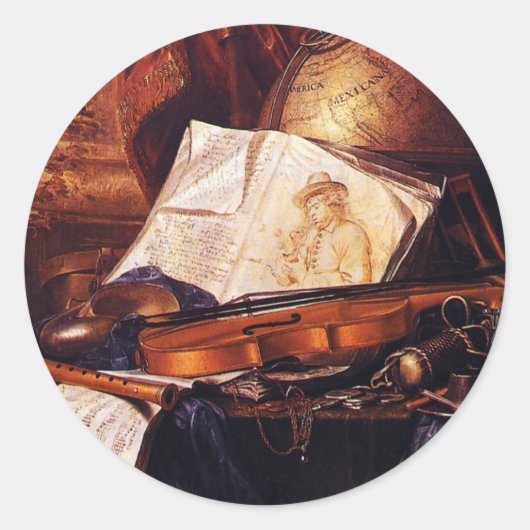 ミュージカル楽器絵画のシール ラウンドシール (正面)