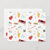 ミュージカル楽器音楽テーマパターン シーズンポストカード (正面/裏面)