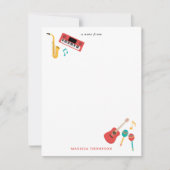 ミュージカル楽器音楽テーマパターン ノートカード (正面)