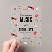 ミュージカル楽器音楽テーマ誕生日パーティー アクリル招待状 (インサイチュ (ポータブル))