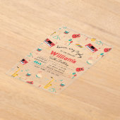 ミュージカル楽器音楽テーマ誕生日パーティー アクリル招待状 (レイダウン)