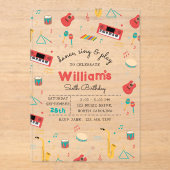 ミュージカル楽器音楽テーマ誕生日パーティー アクリル招待状 (正面)