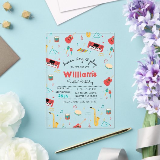ミュージカル楽器音楽テーマ誕生日パーティー アクリル招待状 (インサイチュ (ウェディング))