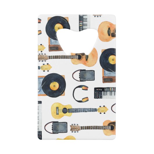 ミュージカル楽器:シームレスな水色 クレジットカード栓抜き (正面)