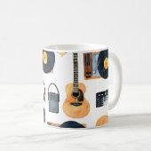 ミュージカル楽器：シームレスな水色 コーヒーマグカップ (正面右)