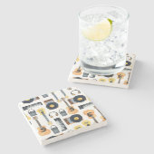 ミュージカル楽器:シームレスな水色 ストーンコースター (横)