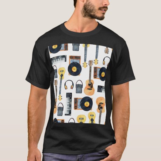 ミュージカル楽器:シームレスな水色 Tシャツ (正面)