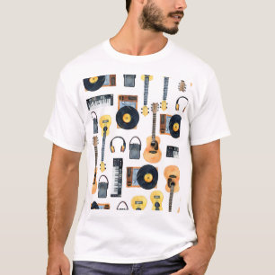 ミュージカル楽器:シームレスな水色 Tシャツ