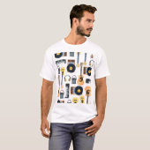 ミュージカル楽器：シームレスな水色 Tシャツ (正面フル)