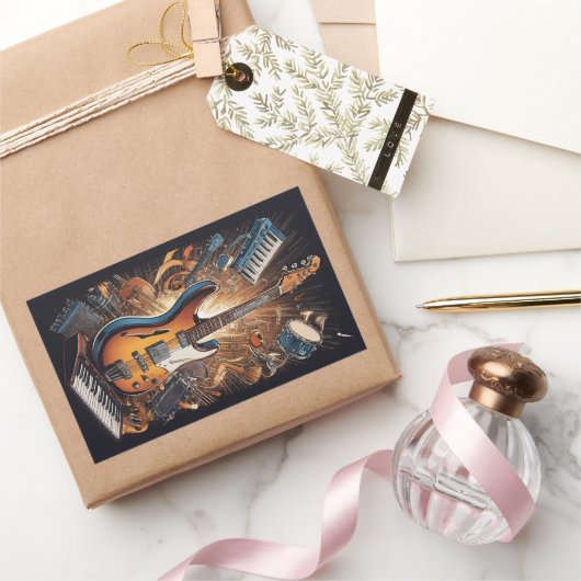 ミュージカル楽器 長方形シール (ギフト)