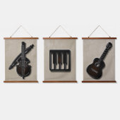 ミュージカル楽器、3つのぶら下がったタペストリーのセット 吊り下げ型タペストリー (トリプル)