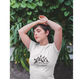ミュージカル構図3dに座っているブラックバード tシャツ
