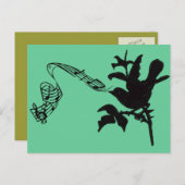 ミュージカル歌う黒鳥任意の色の背景 ポストカード (正面/裏面)