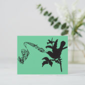 ミュージカル歌う黒鳥任意の色の背景 ポストカード (スタンド正面)