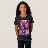 ミュージカル猫とフクロウピンク明るい赤紫色紫色ホワイト Tシャツ (正面フル)