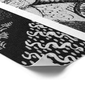 ミュージカル猫、フクロウ、バイオリン、ハープ白黒グレイ音楽 ポスター (角)