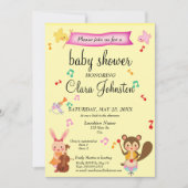 ミュージカル男女兼用動物赤ちゃんシャワー 招待状 (正面)