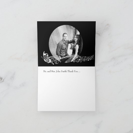 ミュージカル蝶パーソナライズされた写真ありがとう サンキューカード (内部)