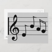 ミュージカル表記トレブルクレフ、 音符記号とスタッフ ポストカード (正面/裏面)