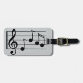 ミュージカル表記トレブルクレフ、 音符記号とスタッフ ラゲッジタグ (正面横)