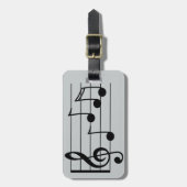 ミュージカル表記トレブルクレフ、 音符記号とスタッフ ラゲッジタグ (正面縦)