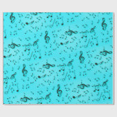 ミュージカル記号オンアクア ラッピングペーパー (フラット)