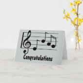 ミュージカル記譜表クレフ、 音符記号おめでとう カード (黄色い花)