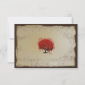 ミュージカル金ゴールドオレンジプラムハートリーフツリーウェディング 出欠カード (裏面)