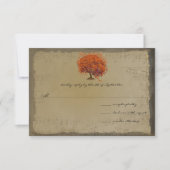 ミュージカル金ゴールドオレンジプラムハートリーフツリーウェディング 出欠カード (正面)