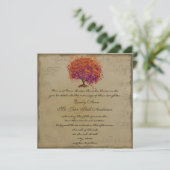 ミュージカル金ゴールドオレンジプラムハートリーフツリーウェディング 招待状 (スタンド正面)