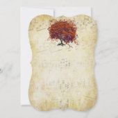 ミュージカル金ゴールドコーラルパープルキスハートリーフツリー 招待状 (裏面)