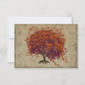 ミュージカル金ゴールドダークオレンジプラムハート葉樹 出欠カード (裏面)