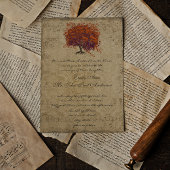 ミュージカル金ゴールドダークコーラルハートツリーウェディング招待 招待状