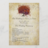 ミュージカル金ゴールドダークコーラルハートツリー結婚式 プログラム (正面)